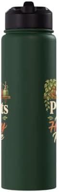 Plants Are My Happy Place Plant Mom Lover Watercolor Gift Stainless Steel Insulated Water Bottle - Image 2