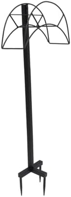 Portable Garden Hose Stand with Iron Holder, Black Outdoor by cabilock