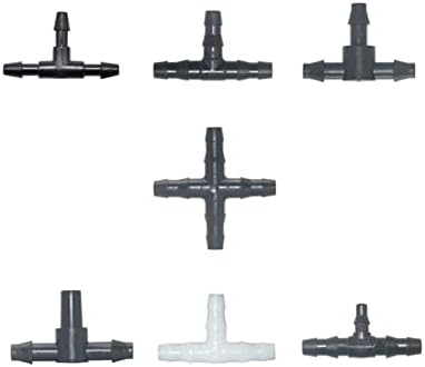 Spray Water Connection 500 Pieces Of 3/5 Mm 4/7 Mm Garden Hose Tee Connector 1/8 1/4 Inch Tee Barb Water Connector Reducer Water Divider For Drip Irrigation System (Color : White) by Unknown