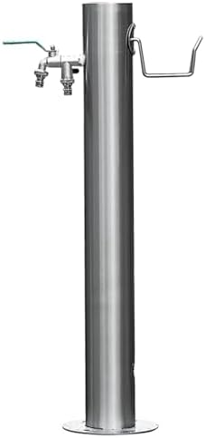 Stainless Steel Freestanding Garden Water Column - Durable Outdoor Hose Stand for Irrigation & Washing, Floor Mounted Water Tap, Metal Water Fountain Hydrant by Unknown