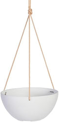 Root & Vessel Self Watering Hanging Planter for Indoor or Outdoor Plants, Unique Marbled Hanging Basket Made of Eco-Friendly Blend of Stone & Plastic, White, 12" by Novelty
