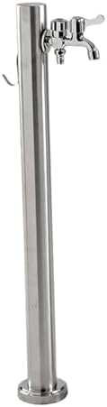 Outdoor Water Column, Stainless Steel Vertical Column Garden Water, Dispenser Hydrant with Faucet Hose Holder, Water Fountain for Parks, Lawns, Restrooms，Round 23.6in/60cm by Unknown