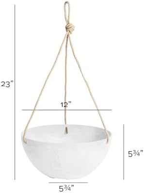 Root & Vessel Self Watering Hanging Planter for Indoor or Outdoor Plants, Unique Marbled Hanging Basket Made of Eco-Friendly Blend of Stone & Plastic, White, 12" - Image 5