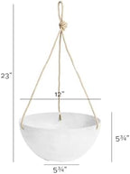 Root & Vessel Self Watering Hanging Planter for Indoor or Outdoor Plants, Unique Marbled Hanging Basket Made of Eco-Friendly Blend of Stone & Plastic, White, 12" - Image 5