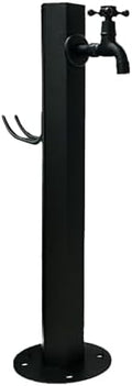 Freestanding 304 Stainless Steel Outdoor Vertical Faucet Post, Square Garden Hose Stand for Patio & Backyard, Durable Black Courtyard Fixture by Unknown
