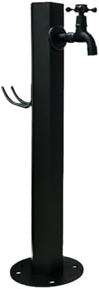 Freestanding 304 Stainless Steel Outdoor Vertical Faucet Post, Square Garden Hose Stand for Patio & Backyard, Durable Black Courtyard Fixture by Unknown