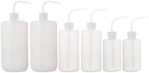 VICASKY 6 Pcs Plastic Watering Bottle Flower Watering Can 250ml 500ml 1000ml Water Squirt Bottle for Eyelash Extensions Eye Wash Tattoo Lab Tip Liquid Storage (White) by VICASKY