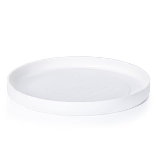 Phoenix Vine 14 Inch Plastic Plant Saucer Water Drip Tray, Heavy Sturdy Round Plant Drainage Tray for Indoors Outdoor, Matte White, 21-TY-14W-1 by Phoenix+Vine