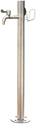 Floor-Standing Water Column with Faucet, Stainless Steel Outdoor Garden Hose Holder Anti-Freeze Cracking Vertical Water Column, Cylindrical Garden Fountain, 1/2-inch and 3/4-inch Hose Connectors by Unknown