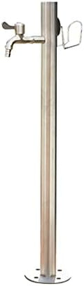 Floor-Standing Water Column with Faucet, Stainless Steel Outdoor Garden Hose Holder Anti-Freeze Cracking Vertical Water Column, Cylindrical Garden Fountain, 1/2-inch and 3/4-inch Hose Connectors by Unknown