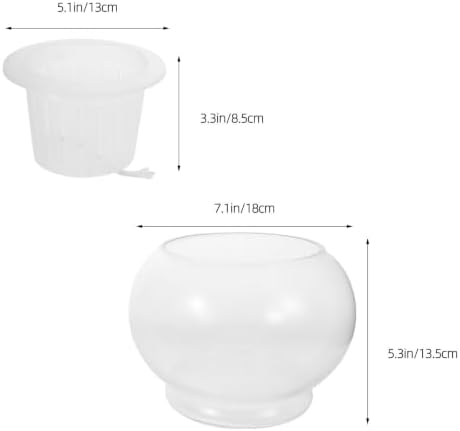 Glass Self Watering Planter Round Desktop Hydroponic Flower Vase - Image 2