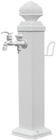 Outdoor Faucet with Hose Holder, Freestanding Vertical Garden Water Column, Decorative Water Feature, Fountain, Hydrant for Yard (White)(74cm/29.1in) by Unknown