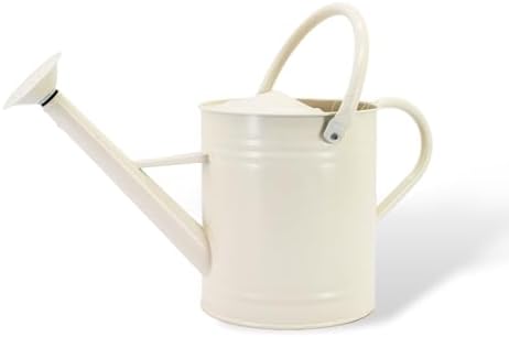 1 Gallon Matte Cream Metal Watering Can, Removable Spout by HORTICAN