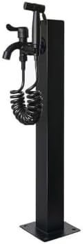 Outdoor Garden Water Post with Faucet and Hand Sprayer, Freestanding Stainless Steel Faucet Stand with Bottom/Side Inlet, NPT and GHT Adapters for Yard Patio Cleaning (23.6",Square-Spray) by Unknown