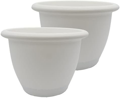 The HC Companies Sevilla Flower Planters - Outdoor & Indoor Planter - Round Self Watering Plant Pots for Herbs & More (16”, White, Pack of 2) by TheHCCompanies