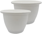The HC Companies Sevilla Flower Planters - Outdoor & Indoor Planter - Round Self Watering Plant Pots for Herbs & More (16”, White, Pack of 2) by TheHCCompanies