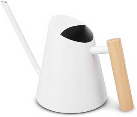 Ceramic Pot Watering Can with Long Spout and Wooden Handle for Indoor Outdoor Plants Bonsai Gardening Essential Tool Elegant Durable Design by BONKZEBU