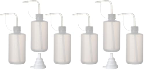 Hyber&Cara Safety Wash Bottle with Cap 3Pcs 250ml Plastic Plant Watering Tattoo Squeeze Bottle for Lab with 1Pc Silicone Funnel (Pack of 2) by HyberCara