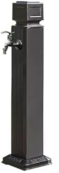 Freestanding Outdoor Stainless Steel Water Column Faucet - Stylish Cylindrical Fountain Tap with Copper Spout for Garden, Patio, Yard & Deck Irrigation System by Unknown