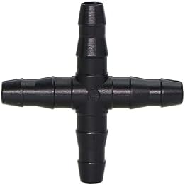 Hose Barb Fittings, Pack of 50 1/4 Inch 4 Way Cross Connector for 4mm 7mm Micro Tubing Drip Irrigation Black(A-50pcs) by Unknown
