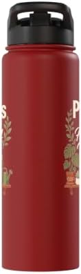 Plants Are My Happy Place Plant Mom Lover Watercolor Gift Stainless Steel Insulated Water Bottle - Image 4