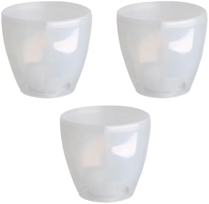 DECOPOTS - 3 Pack Self Watering Planter - Indoor/Outdoor Decorative Flower Pot with Drainage Cartridge and Water Level Indicator (11.2", Transparent) by DecoPots-SelfWateringPots