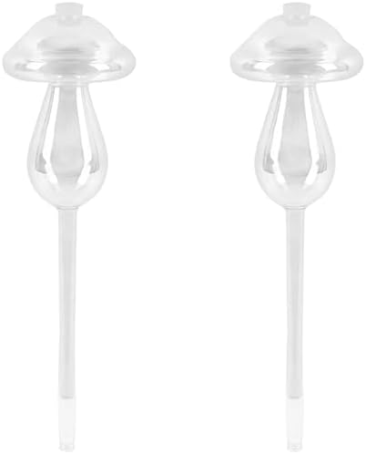 2 Pcs Mushroom Plant Waterers, Iridescent Glass Self-Watering Globes, 9.1 in Spikes for Indoor Outdoor Potted Plants, Decorative Vacation Irrigation by Unknown