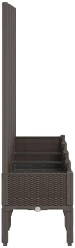 Garden Planter Box with Trellis Brown PP Rattan Look 63 Inch - Image 4