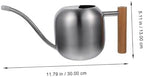 Stainless Steel Watering Can and Thin Spout 1.2l with Wooden Handle - Image 2