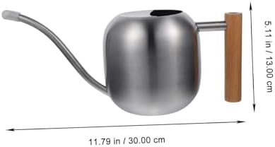 Stainless Steel Watering Can and Thin Spout 1.2l with Wooden Handle - Image 2