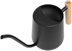 Black Stainless Steel Watering Can 1000ml with Wood Handle by Toddmomy