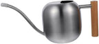 Watering Can for Indoor Plants Stainless Steel 1.2l with Wooden Handle - Image 7