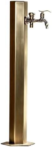 Antique Bronze Outdoor Water Column with Faucet Hose Stand, Stainless Steel Garden Tap Vertical Floor Mounted Hydrant Water Spigot for Irrigation Washing, 50/86cm(Side Inlet,86cm/33.7in,Style 2) by Junvstor