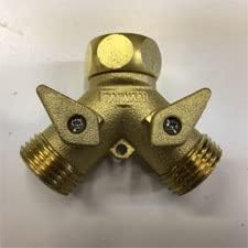 Brass Twin Shut-Off Valve/Hose Splitter with 10 Extra Rubber Hose Washers by Unknown