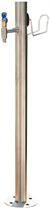 Floor-Standing Water Column with Faucet, Stainless Steel Outdoor Garden Hose Holder Anti-Freeze Cracking Vertical Water Column, Cylindrical Garden Fountain, 1/2-inch and 3/4-inch Hose Connectors by Unknown