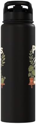 Plants Are My Happy Place Plant Mom Lover Watercolor Gift Stainless Steel Insulated Water Bottle - Image 4