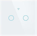 WiFi Smart Life Wall Light Switch EU&US Glass Touch Panel Voice Wireless Remote Control by Voice Control EU White 2GANG by Unknown
