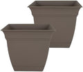 The HC Companies Eclipse Square Planter Pot, 10 Inch, Cappuccino, 2-Pack by TheHCCompanies