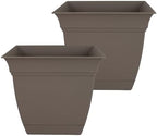 The HC Companies Eclipse Square Planter Pot, 10 Inch, Cappuccino, 2-Pack by TheHCCompanies