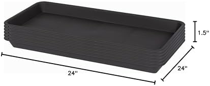 VUWEZ 2 Pack of Plastic Plant Tray Saucer Rectangular 24 inch, Plant Trays Saucers for Indoors Outdoor, Plant Water Drip Tray for Flower Pot Planter, Windowsill Plant Tray (8 X 24'', Brown) - Image 2