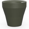 Crescent Garden TruDrop Rim Modern Self Watering Planter with Water Level Indicator, Indoor/Outdoor Weather-Safe Round Plant Pot, Grow Healthy Plants & Flowers - 18" W (Olive) by CrescentGarden