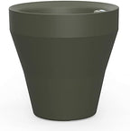 Crescent Garden TruDrop Rim Modern Self Watering Planter with Water Level Indicator, Indoor/Outdoor Weather-Safe Round Plant Pot, Grow Healthy Plants & Flowers - 18" W (Olive) by CrescentGarden