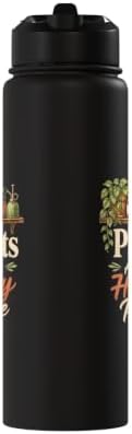 Plants Are My Happy Place Plant Mom Lover Watercolor Gift Stainless Steel Insulated Water Bottle - Image 2