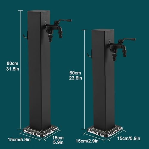 Stainless Steel Freestanding Garden Water Column with Irrigation Fountain Post and Hose Rack Outdoor Vertical Antifreeze Faucet for Backyard Washing 60cm/23.6in Height - Image 2