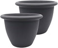 The HC Companies Sevilla Flower Planters - Outdoor & Indoor Planter - Round Self Watering Plant Pots for Herbs & More (16”, Warm Gray, Pack of 2) by TheHCCompanies