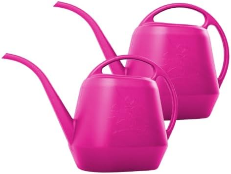 Bloem Aqua Rite 144 oz Plastic Watering Can, Long Spout, Fuchsia, 2-Pack by Bloem