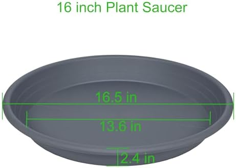 4 Pack of 16 inch Plant Saucer, Large Plant Tray, Heavy Sturdy Plant Drainage Tray for Indoors, Bird Bath Bowls, Sturdy Plastic Pot Tray for Planter 14 15 16"(Gray) - Image 2