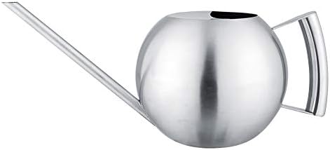 Pissente Stainless Steel Watering Can 1L 32oz, Long Spout Round Sprinkling Pot for Indoor Outdoor Home Garden Plants by Pissente