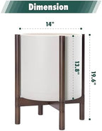 D'vine Dev Plastic Pot with Walnut Wood Stand, Oatmeal, 14 in, 55-C-R-3 - Image 3