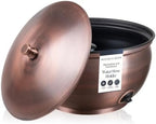 Monarch Abode Garden Hose Holder with Lid – Decorative Water Hose Holders for Outside, Smooth Metal Antique Copper Pot with Drainage, 100ft Waterhose Holder for Outside, Garden Storage Caddy by MonarchAbode
